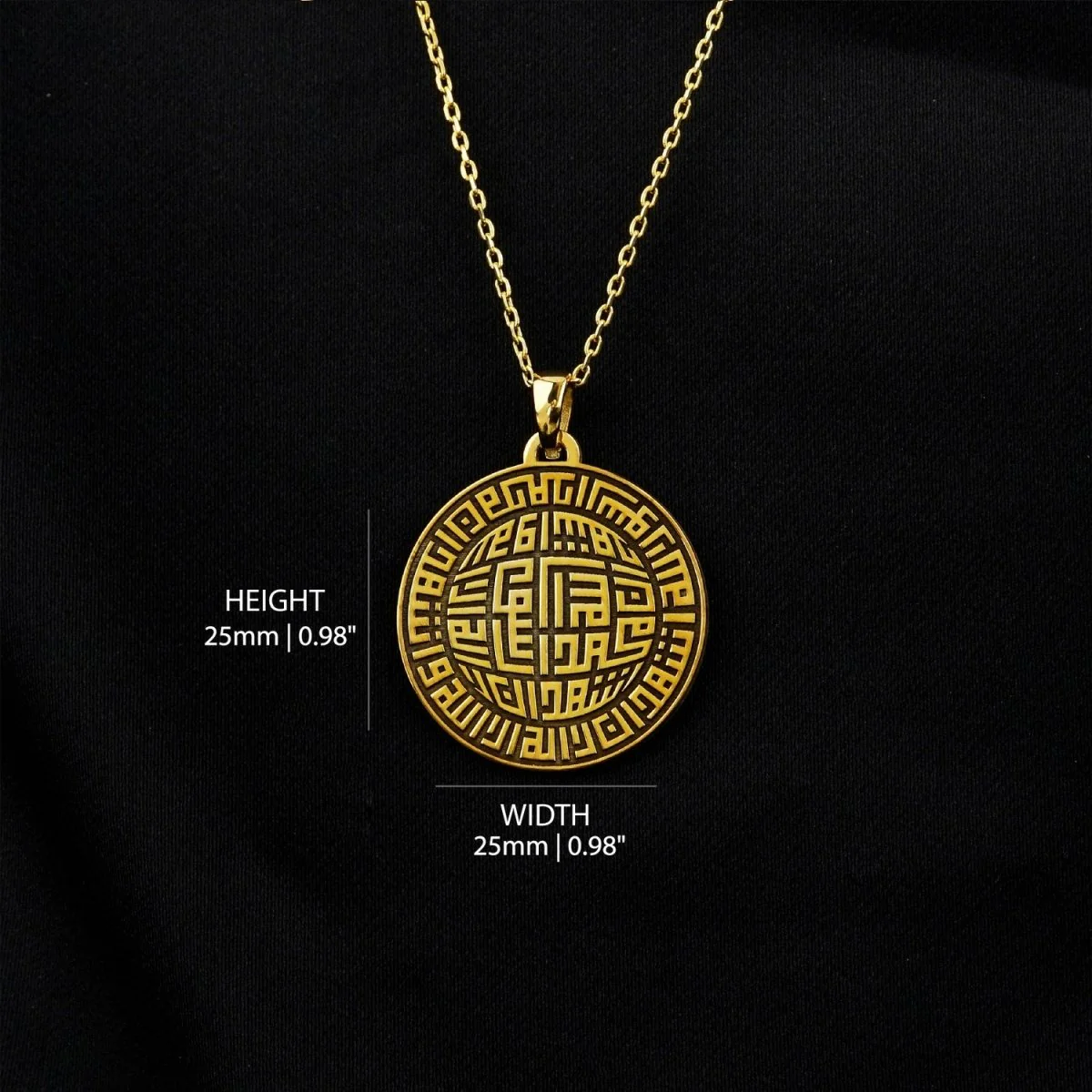 Kufic Kalima Shahada Muslim Jewelry - 18K Gold Plated Silver Pendant - Image 6