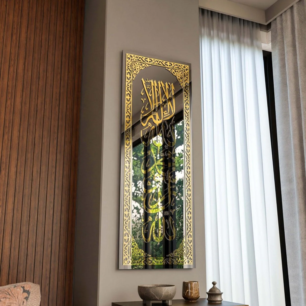 Kalima Tawheed - Islamic Wall Art Decor | Tempered Glass, Vertical - Image 3