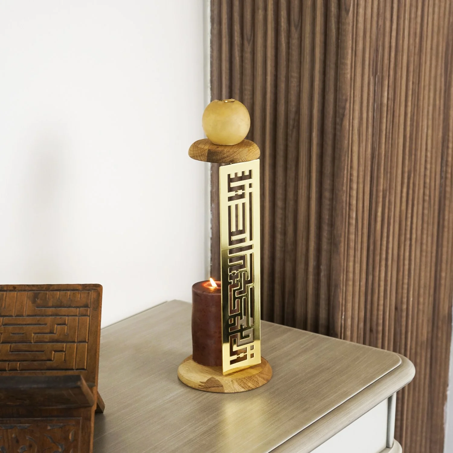 Basmala Candleholder, Kufic Arabic Calligraphy - Islamic Table Decor - Image 12