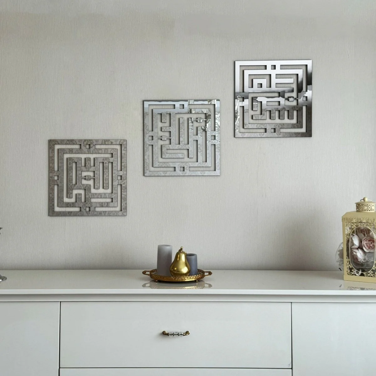 Kufic Subhanallah Alhamdulillah Allahuakbar Wooden Islamic Wall Art Decor - Image 2