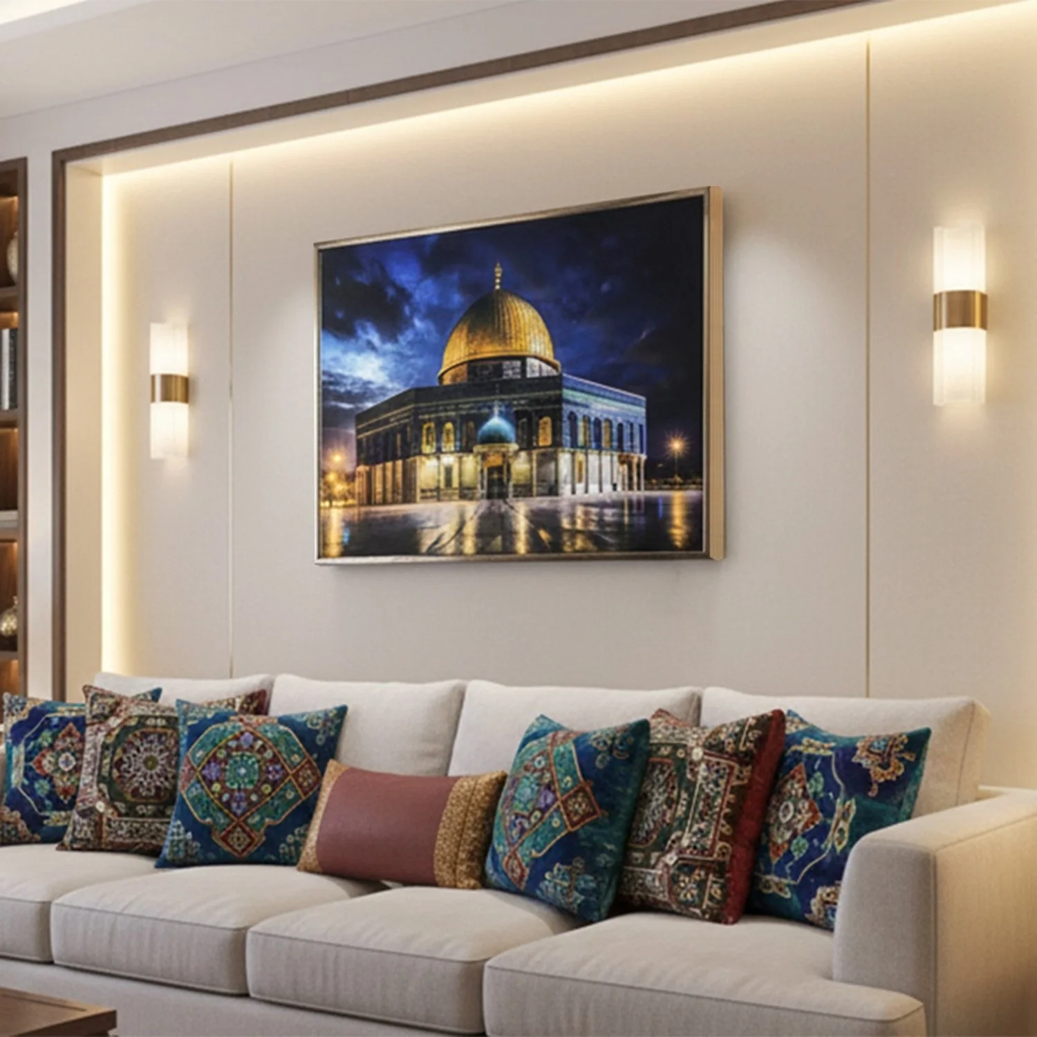 Masjid Al Aqsa Fabric Painting | LED Lighted - Islamic Wall Art for Muslim Homes - Image 10