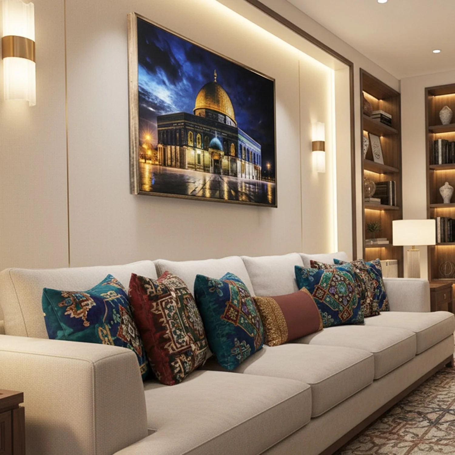 Masjid Al Aqsa Fabric Painting | LED Lighted - Islamic Wall Art for Muslim Homes - Image 11