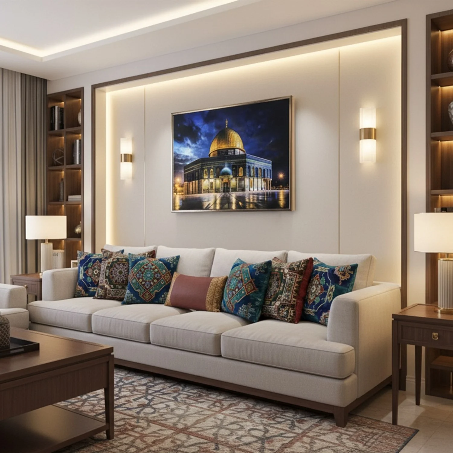 Masjid Al Aqsa Fabric Painting | LED Lighted - Islamic Wall Art for Muslim Homes - Image 5