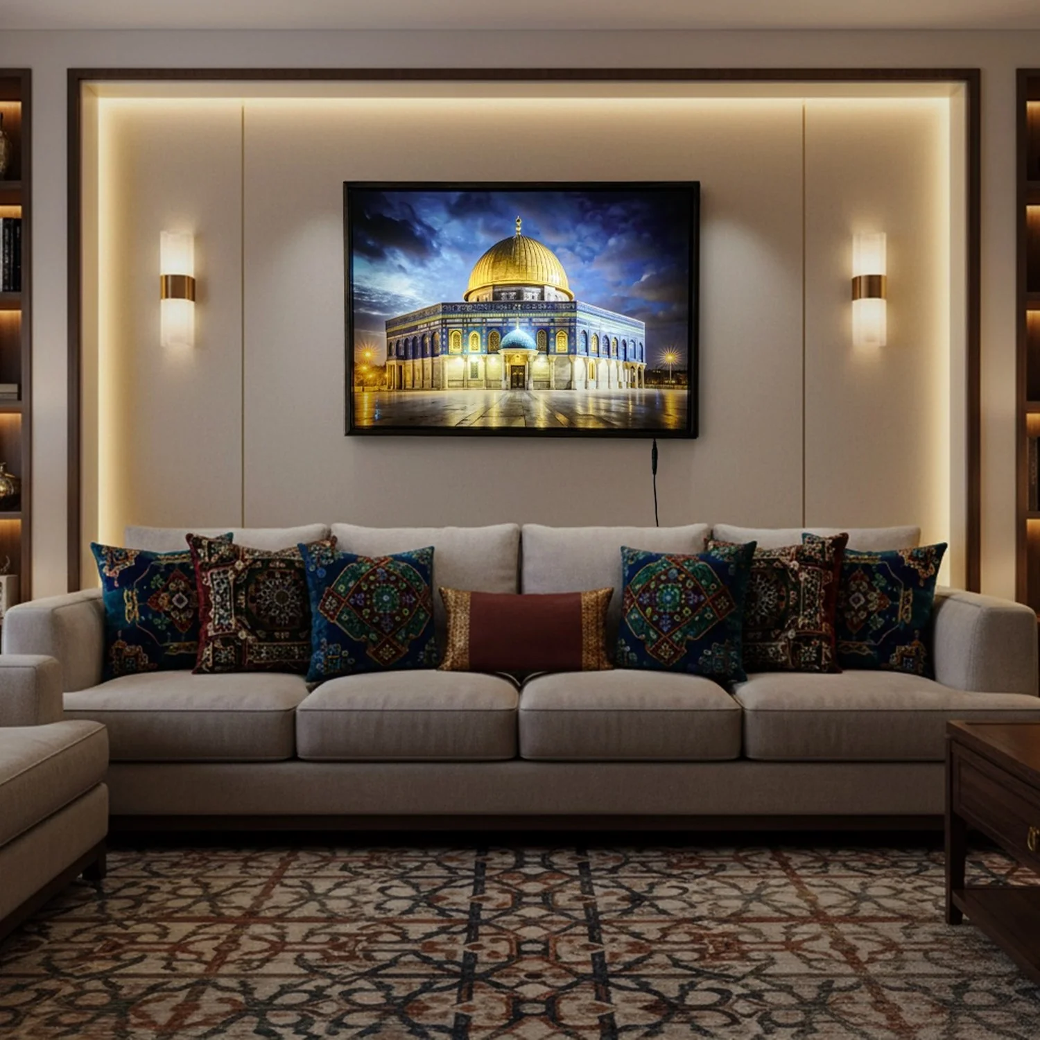 Masjid Al Aqsa Fabric Painting | LED Lighted - Islamic Wall Art for Muslim Homes - Image 7