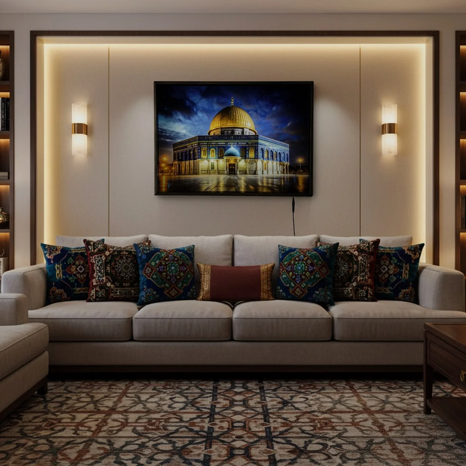 Masjid Al Aqsa Fabric Painting | LED Lighted - Islamic Wall Art for Muslim Homes - Image 8