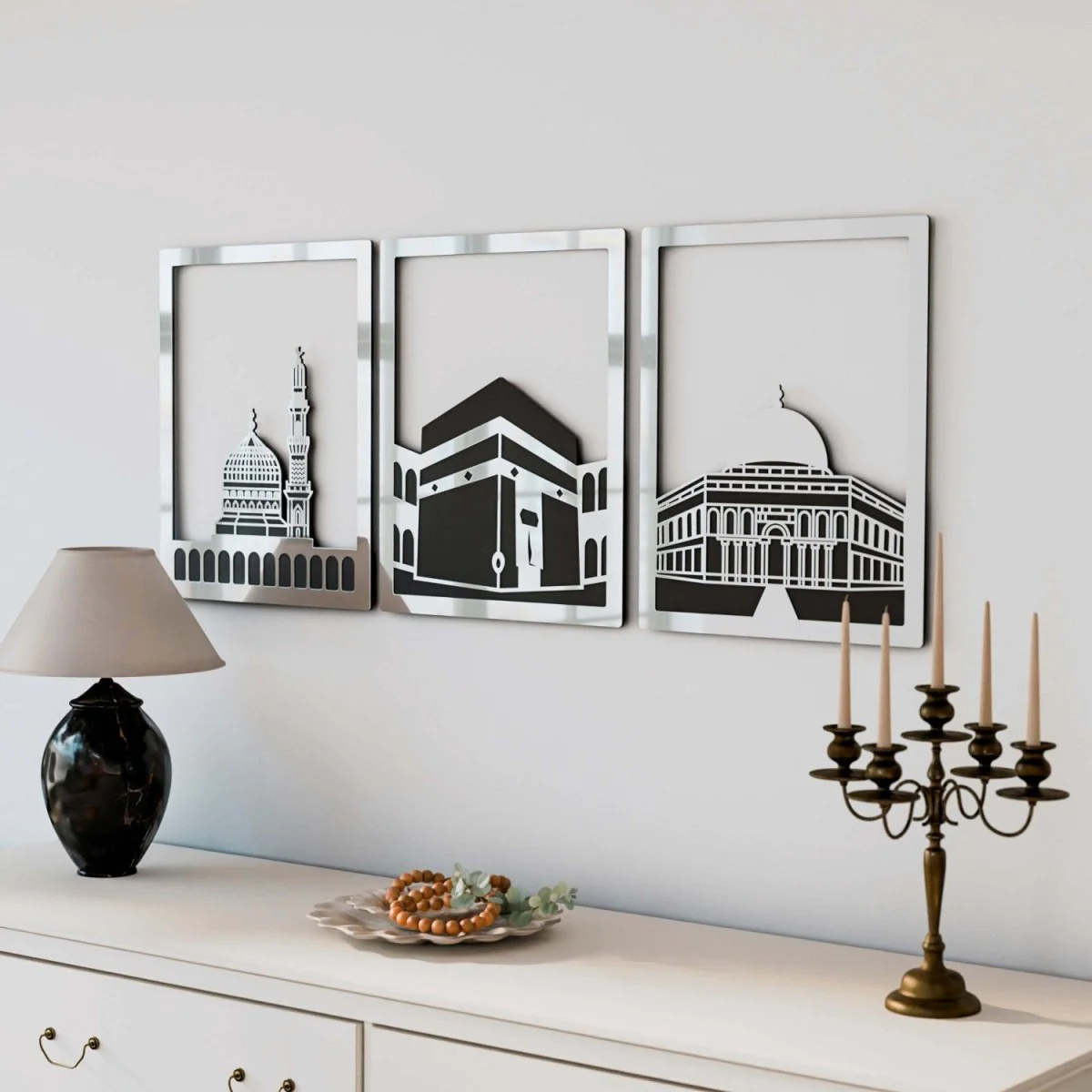 Masjid Al-Haram (Kaaba), Masjid An-Nabawi, Masjid Al Aqsa | Islamic Wall Decoration Set - Image 6