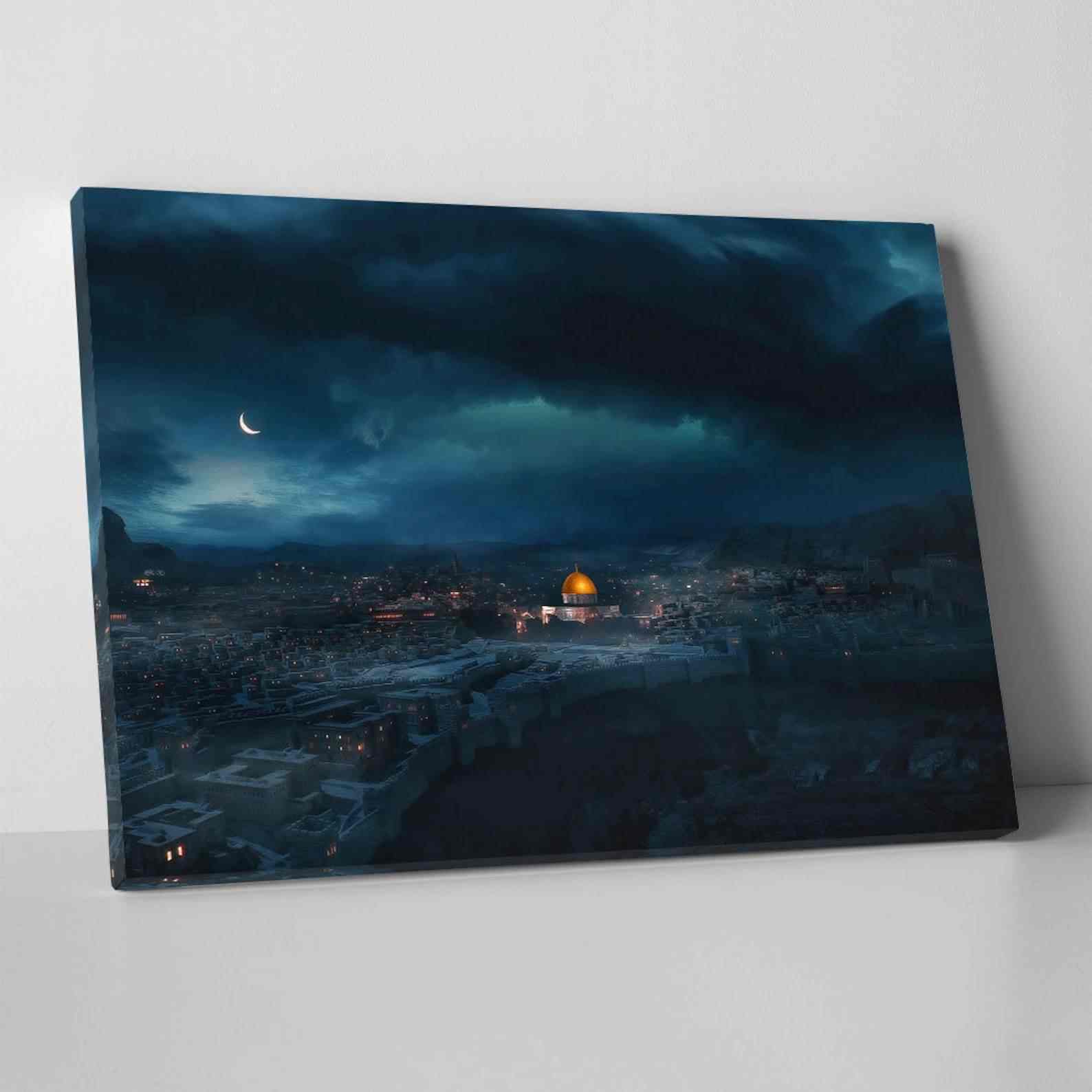 Masjid Al Aqsa Night View - Islamic Wall Art Canvas Print - Image 6