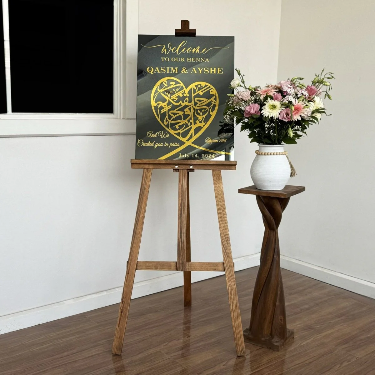 Mehndi Sign - Glass Muslim Nikkah Mirror An-Naba Ayat 8 We Created You in Pairs - Image 5