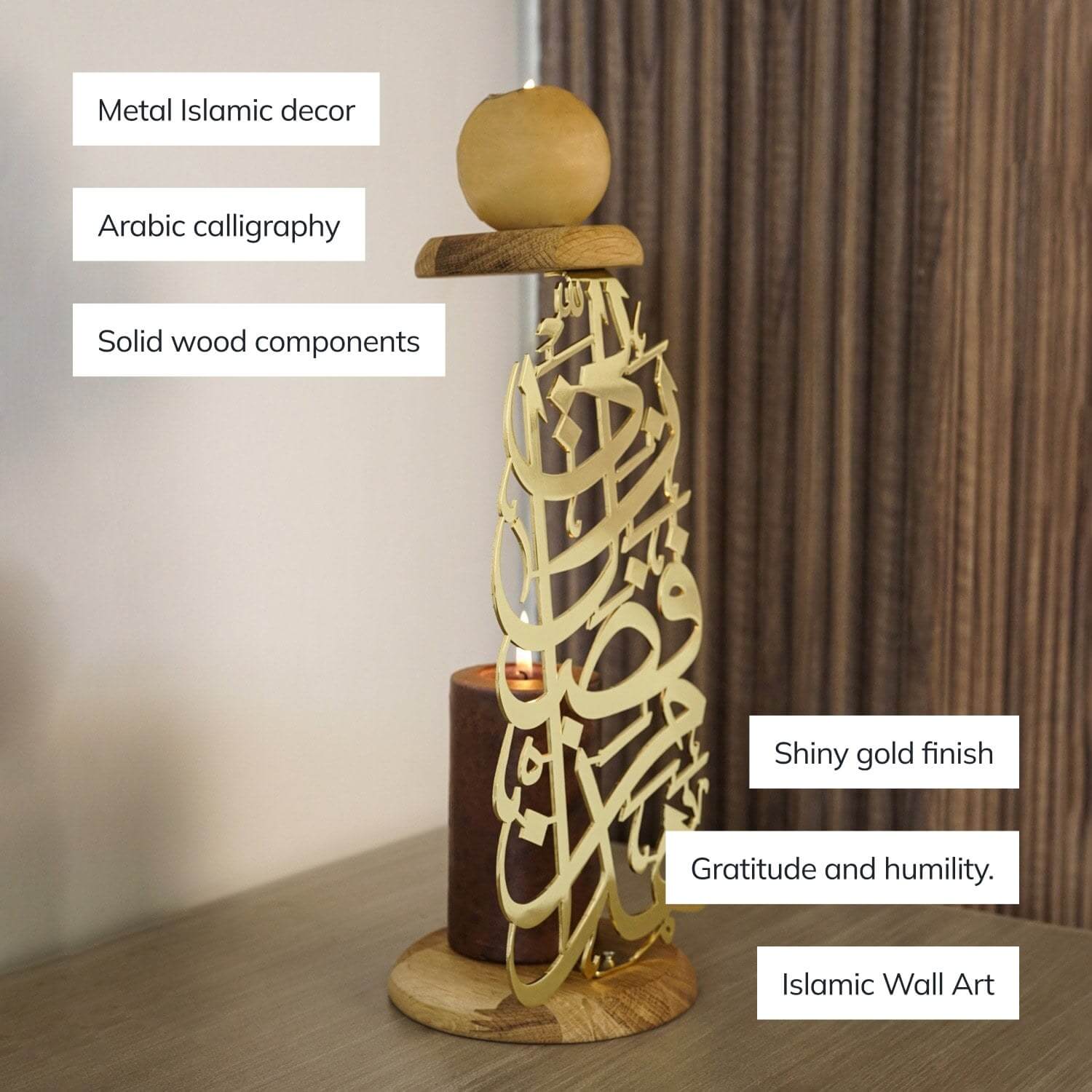 Metal Candleholder Islamic Table Decor - Hadha Min Fadli Rabbi - Image 4
