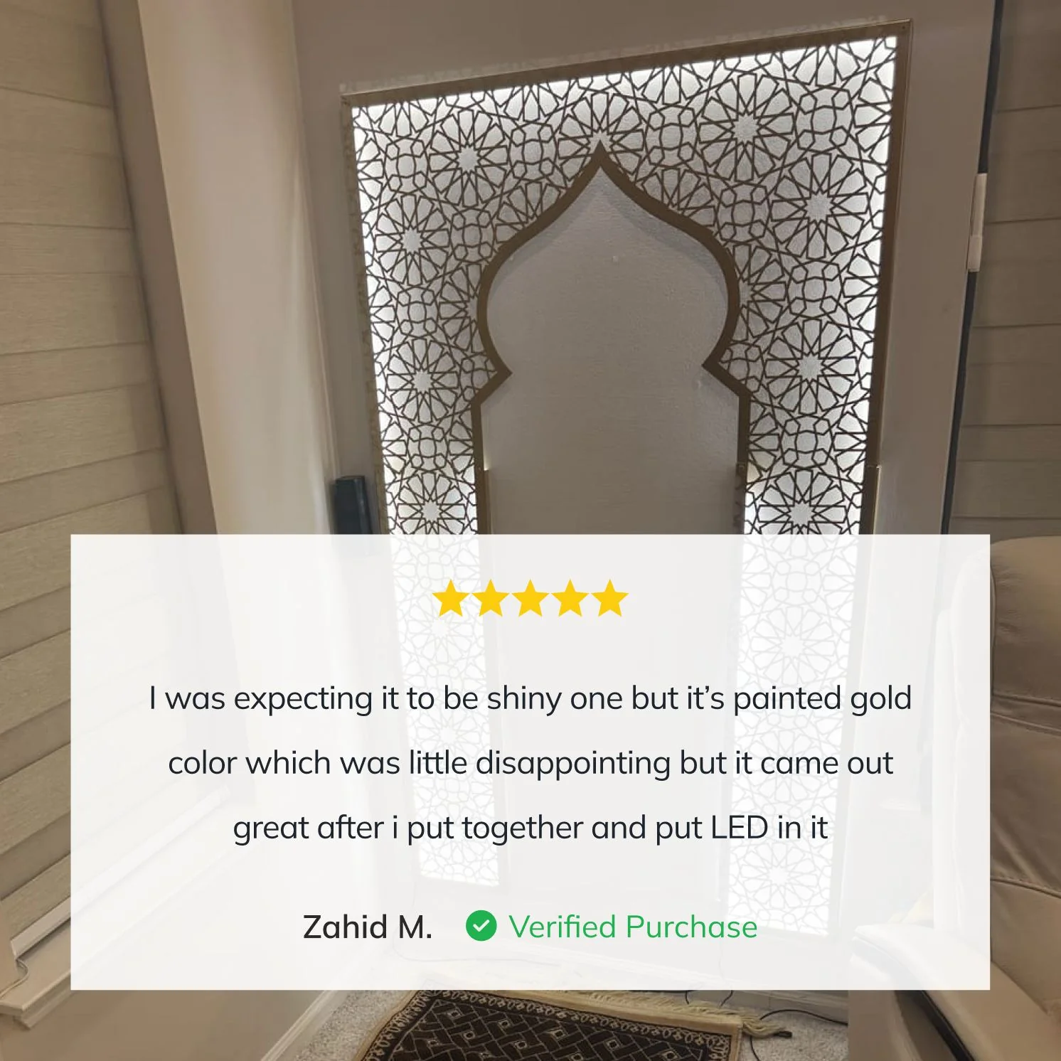 Metal Mihrab for Prayer Room with Islamic Calligraphy Set - Image 3