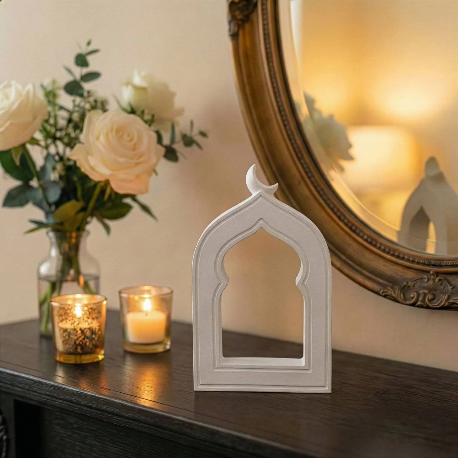 Mihrab Stone Arch with Crescent Moon – Minimalist Islamic Decor - Image 9