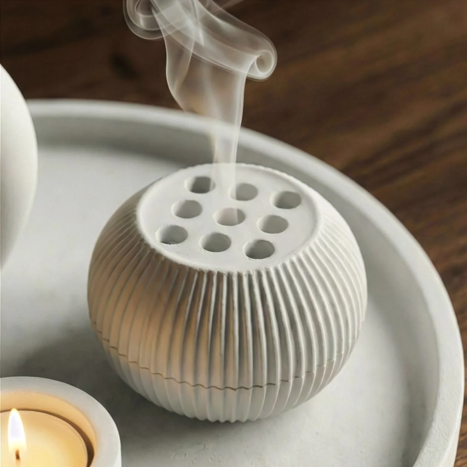 Modern Minimalist 2-Piece Stone Incense Burner – Closable Geometric Mabkhara - Image 7