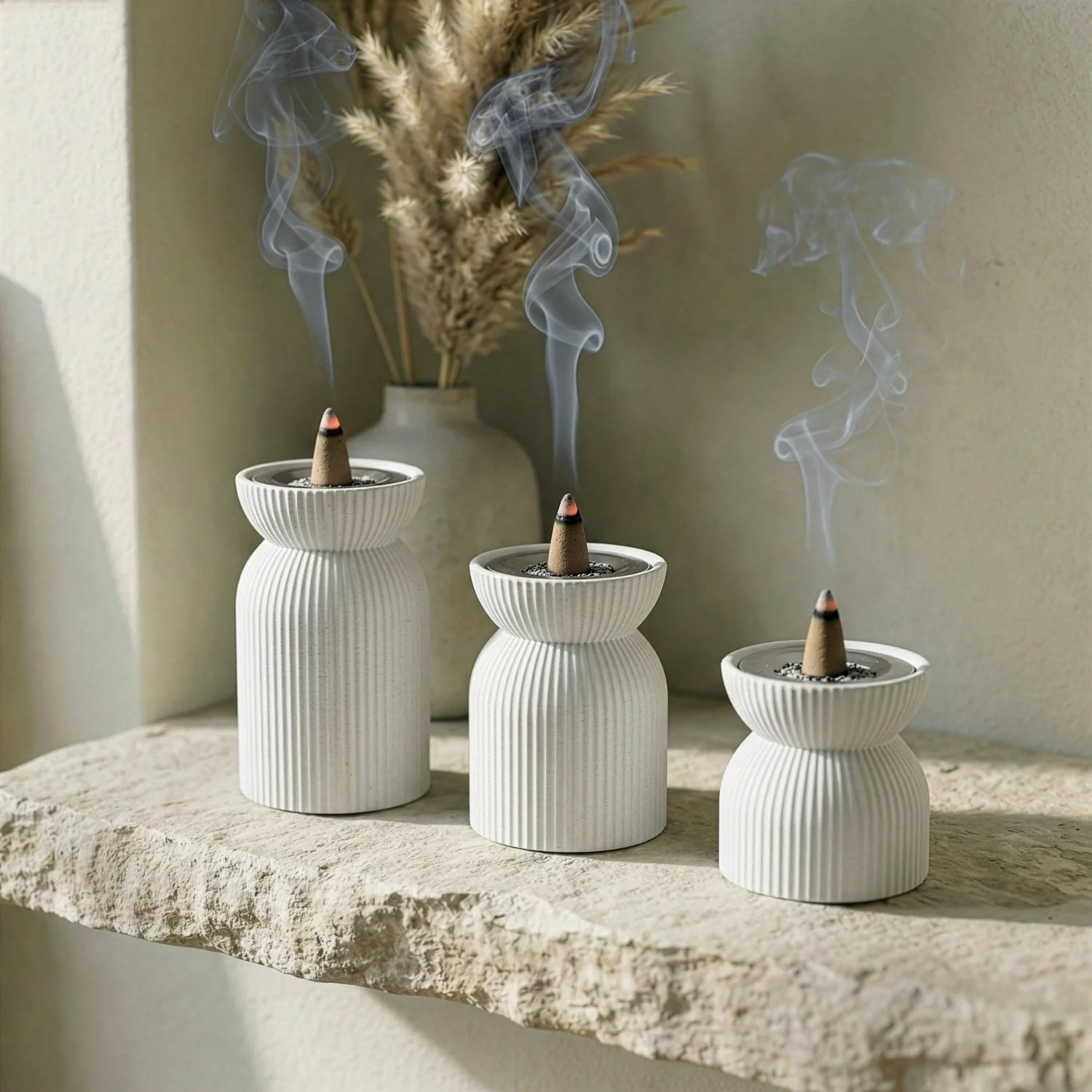 Modern Tiered Stone Mabkhara (Set of 3) – Minimalist Incense Burners - Image 11