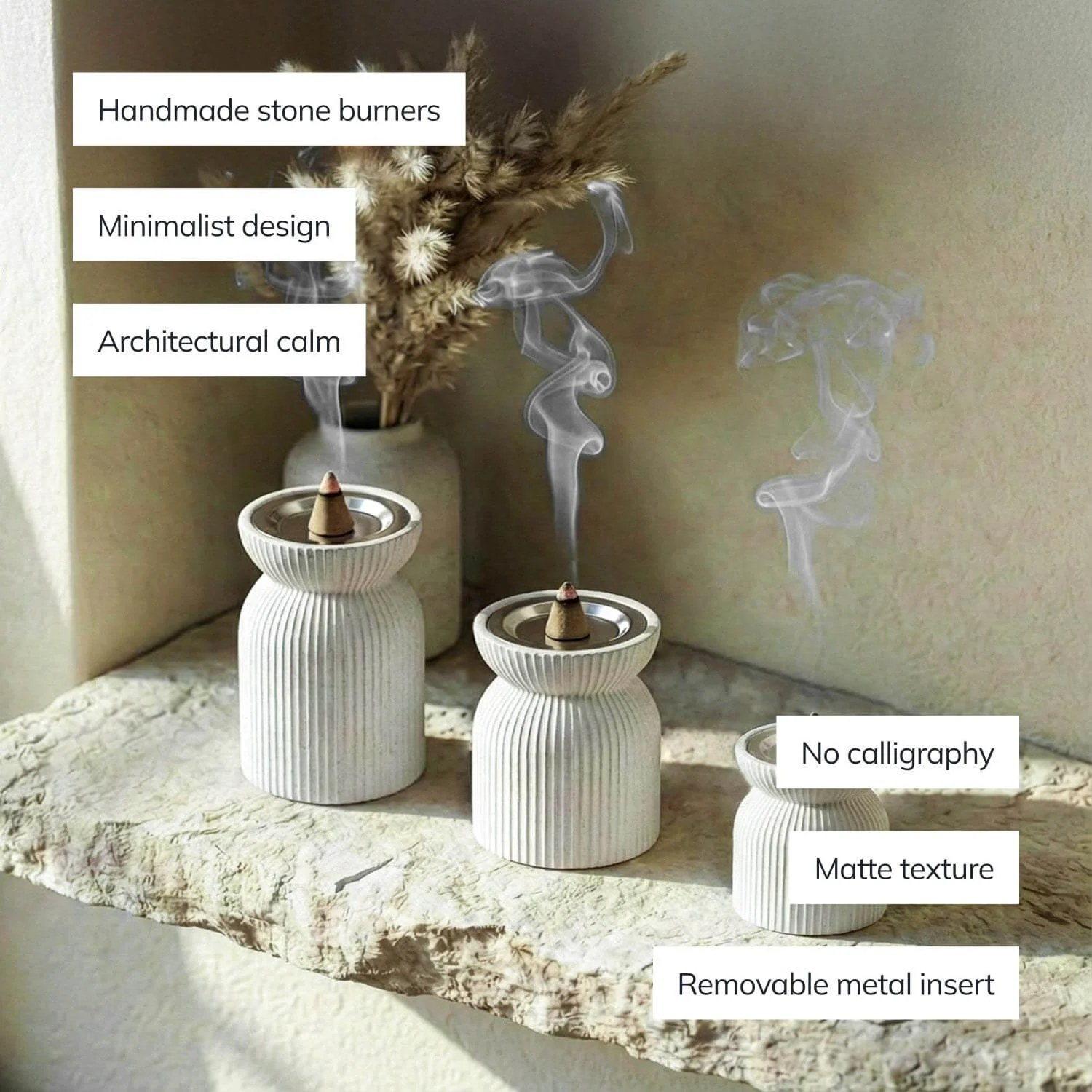 Modern Tiered Stone Mabkhara (Set of 3) – Minimalist Incense Burners - Image 5