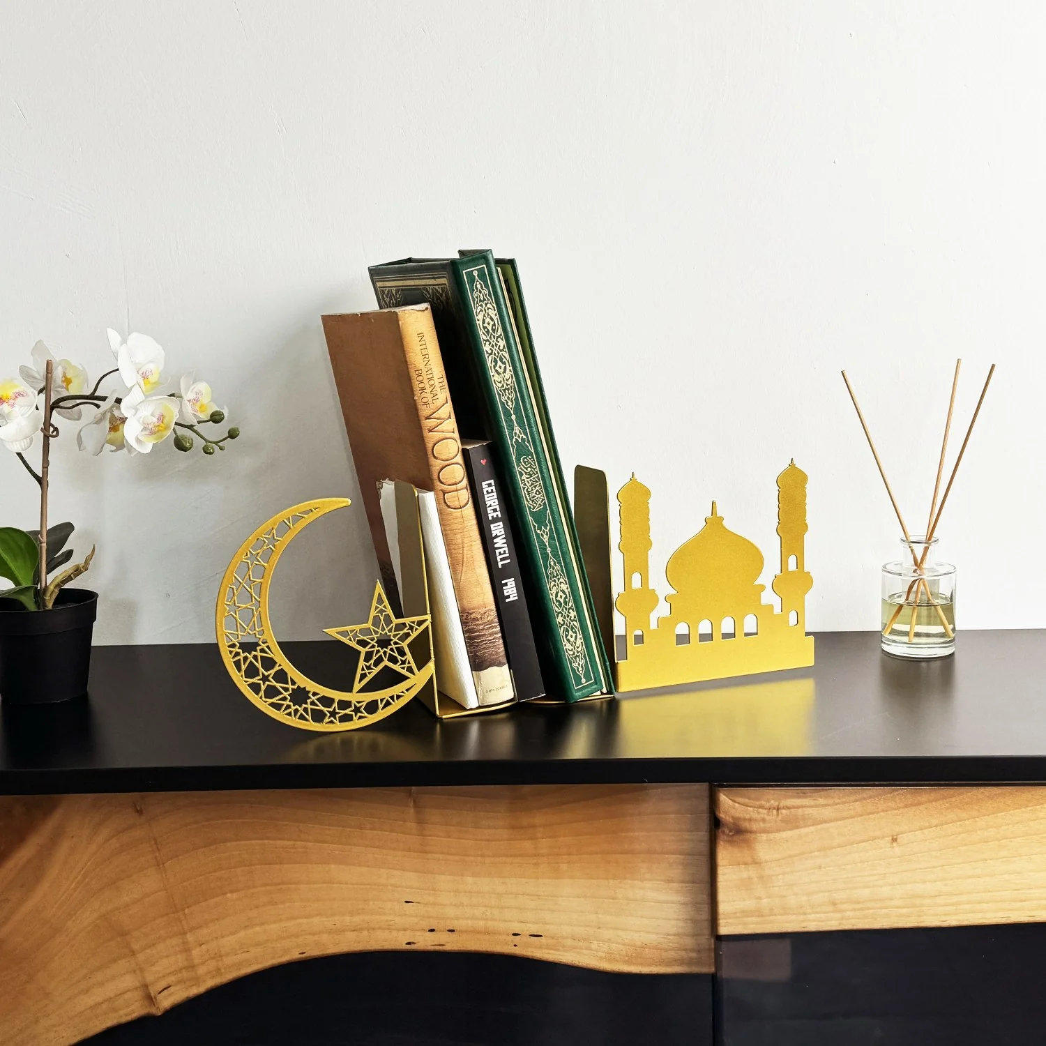 Mosque and Crescent Design Metal Bookend - Islamic Home Decor - Image 11
