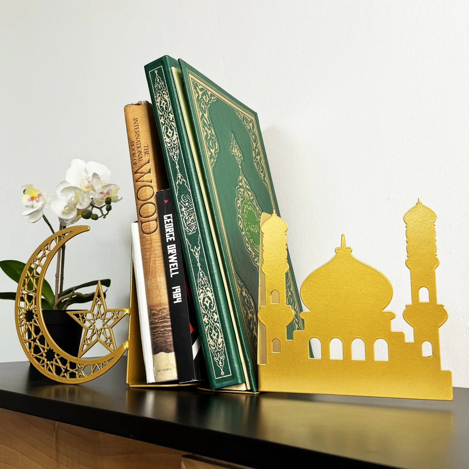 Mosque and Crescent Design Metal Bookend - Islamic Home Decor - Image 12