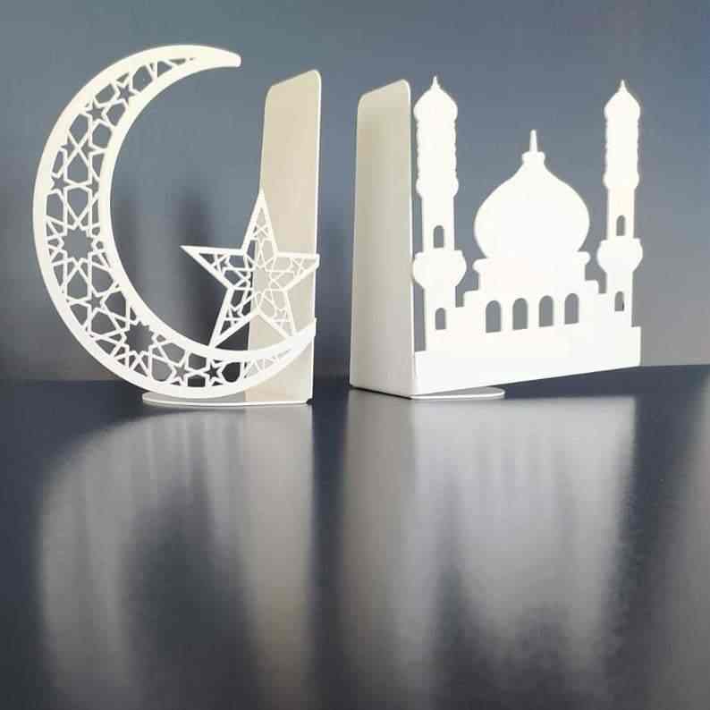 Mosque and Crescent Design Metal Bookend - Islamic Home Decor - Image 15