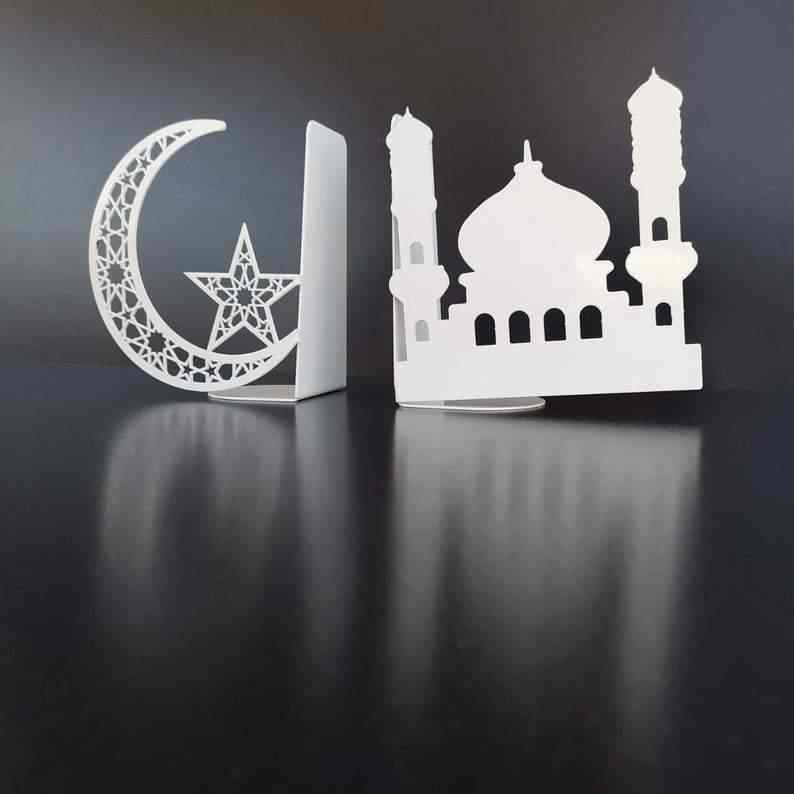 Mosque and Crescent Design Metal Bookend - Islamic Home Decor - Image 17