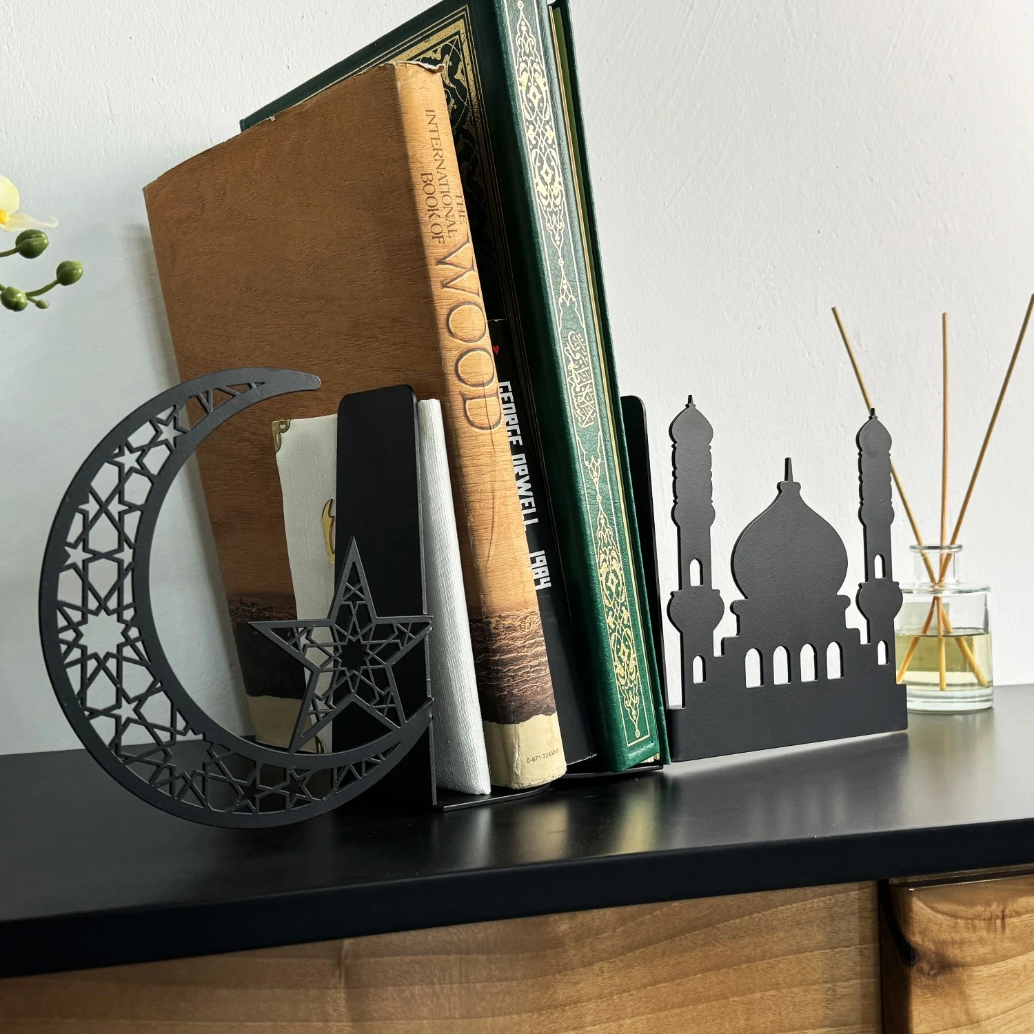 Mosque and Crescent Design Metal Bookend - Islamic Home Decor - Image 6