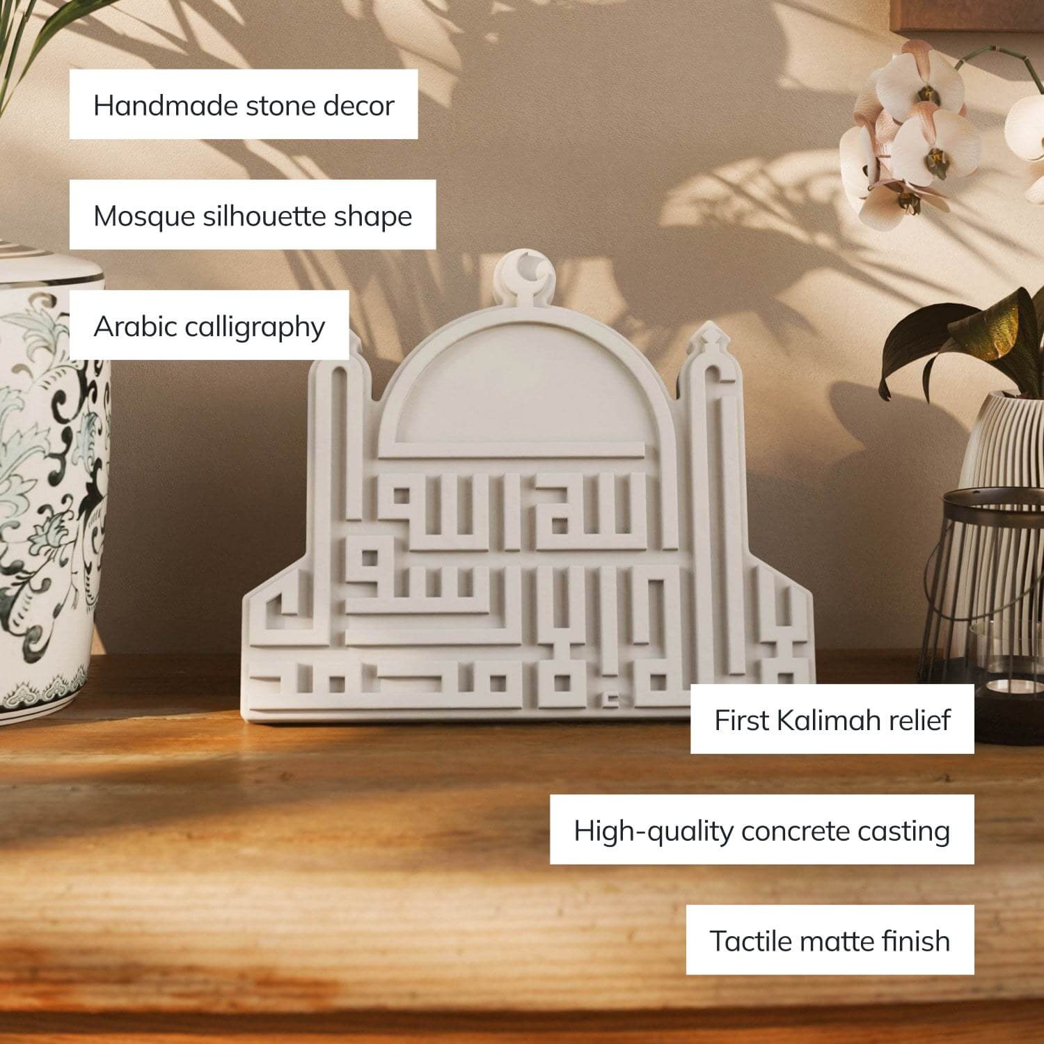 Mosque Silhouette Stone Decor – First Kalimah (Tawheed) Art - Image 6