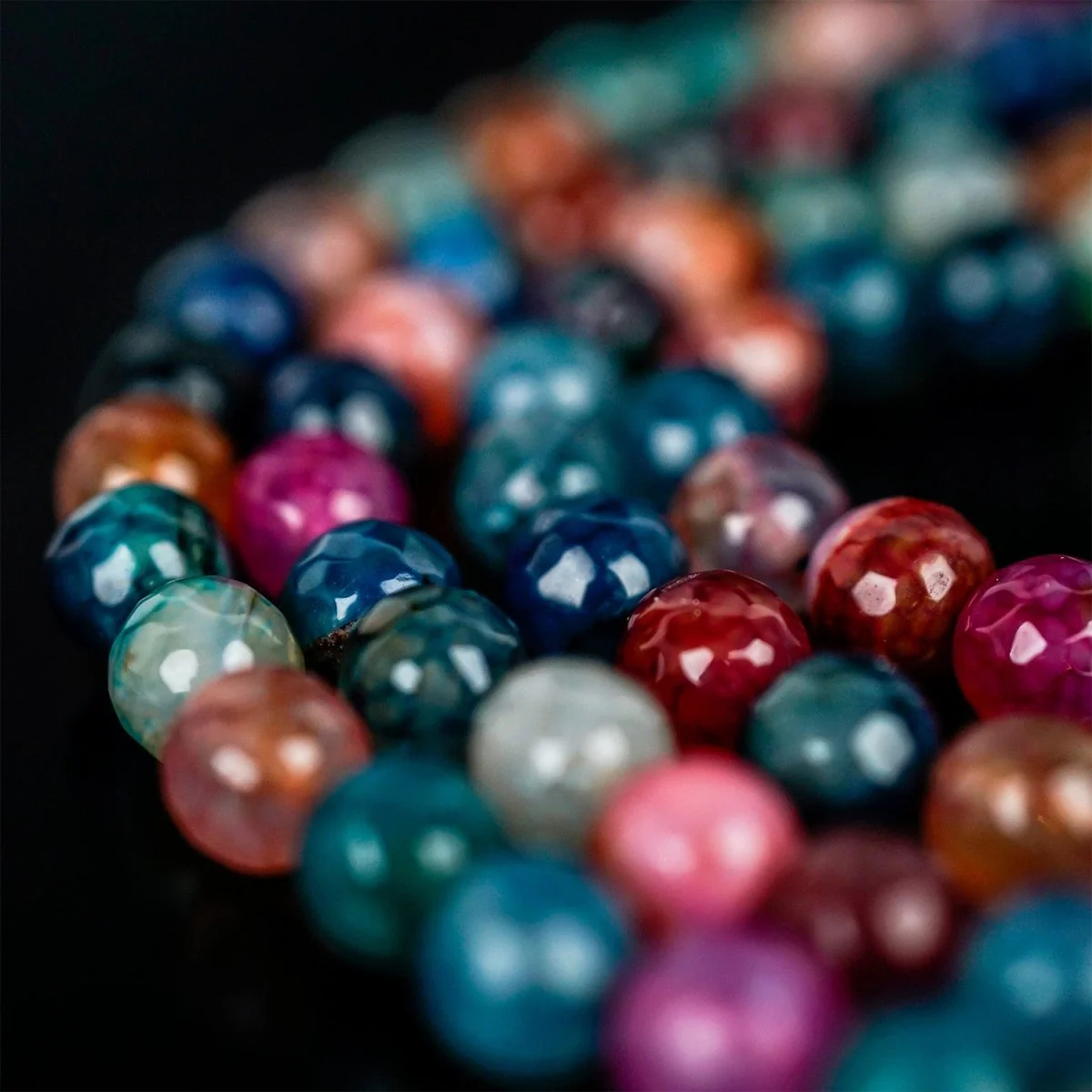 Muslim Prayer Beads - Multi-Colored Agate Stone Beads Tasbeeh - Image 2