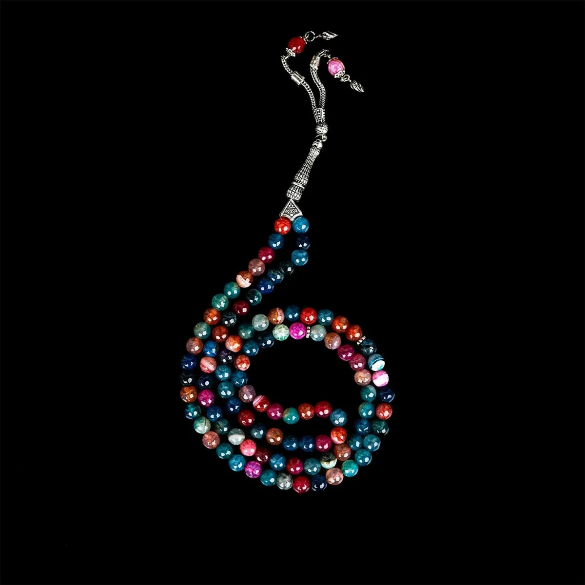 Muslim Prayer Beads - Multi-Colored Agate Stone Beads Tasbeeh - Image 6