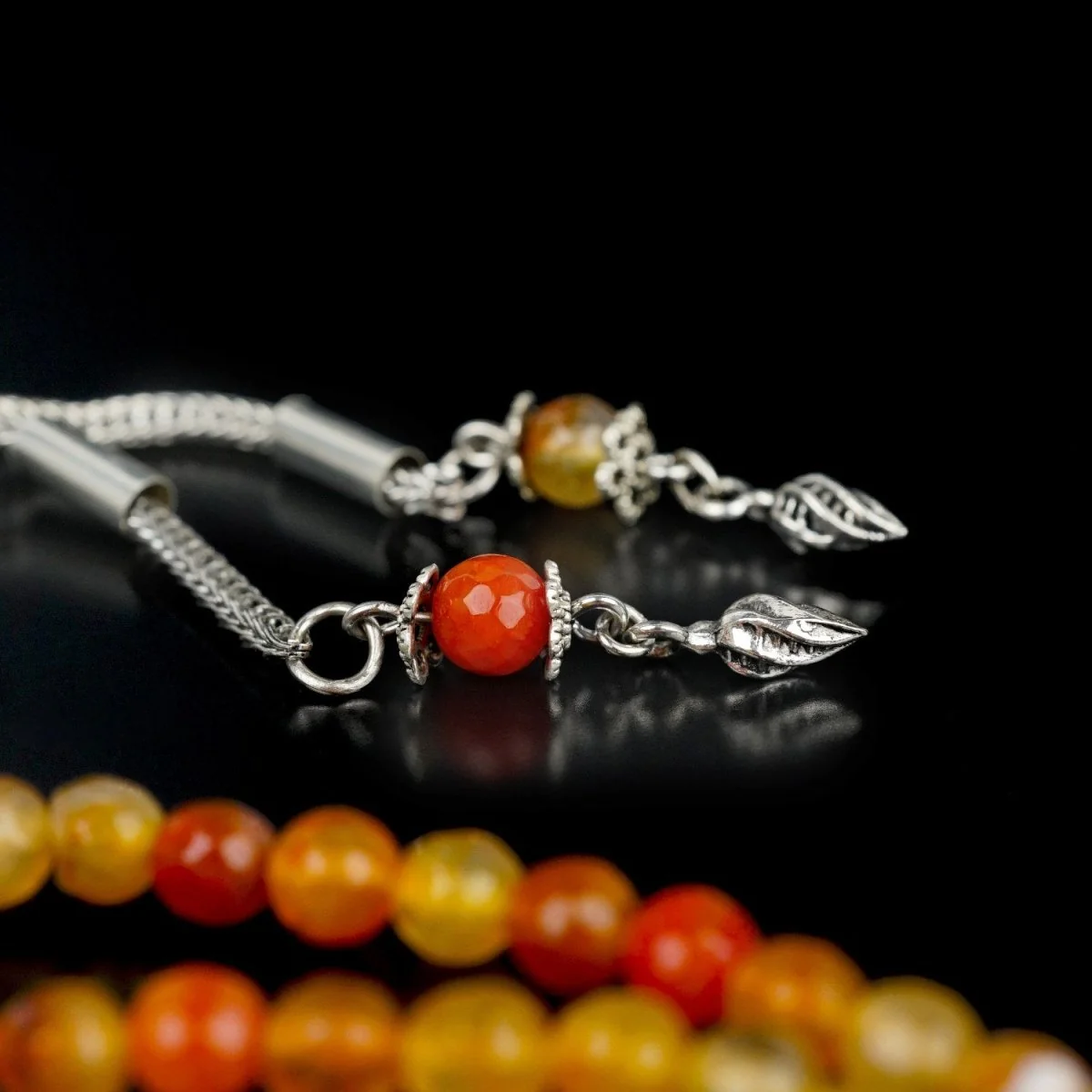 Muslim Prayer Beads - Orange Agate Stone Beads, Islamic Rosary - Image 2