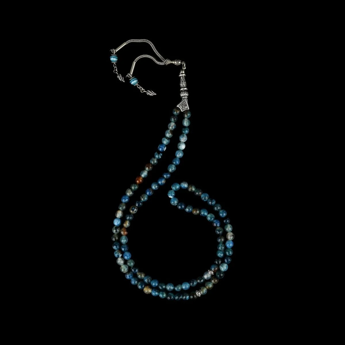 Muslim Prayer Beads - Striking Blue Striped Agate Islamic Rosary - Image 4