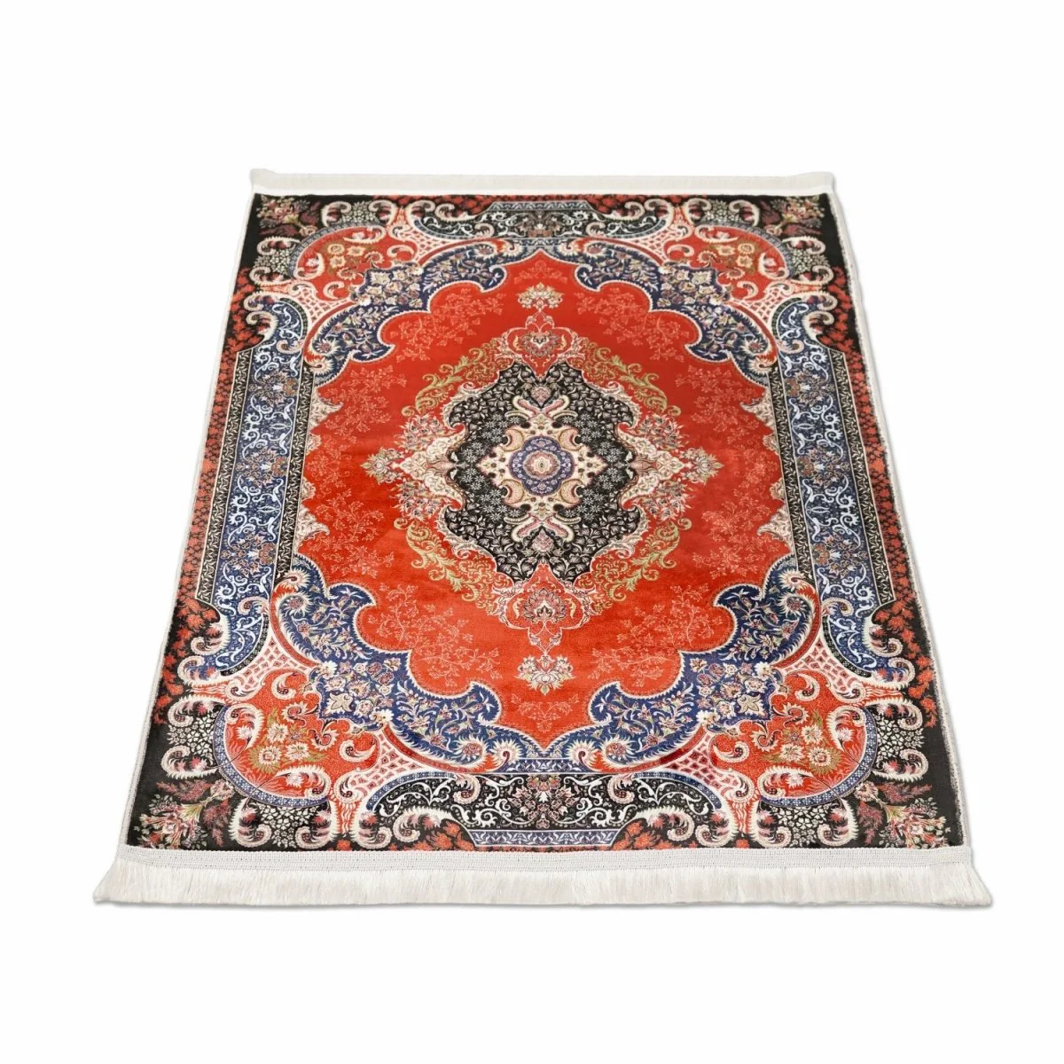 Muslim Prayer Carpet - Red & Black Detailed Floral - Image 4