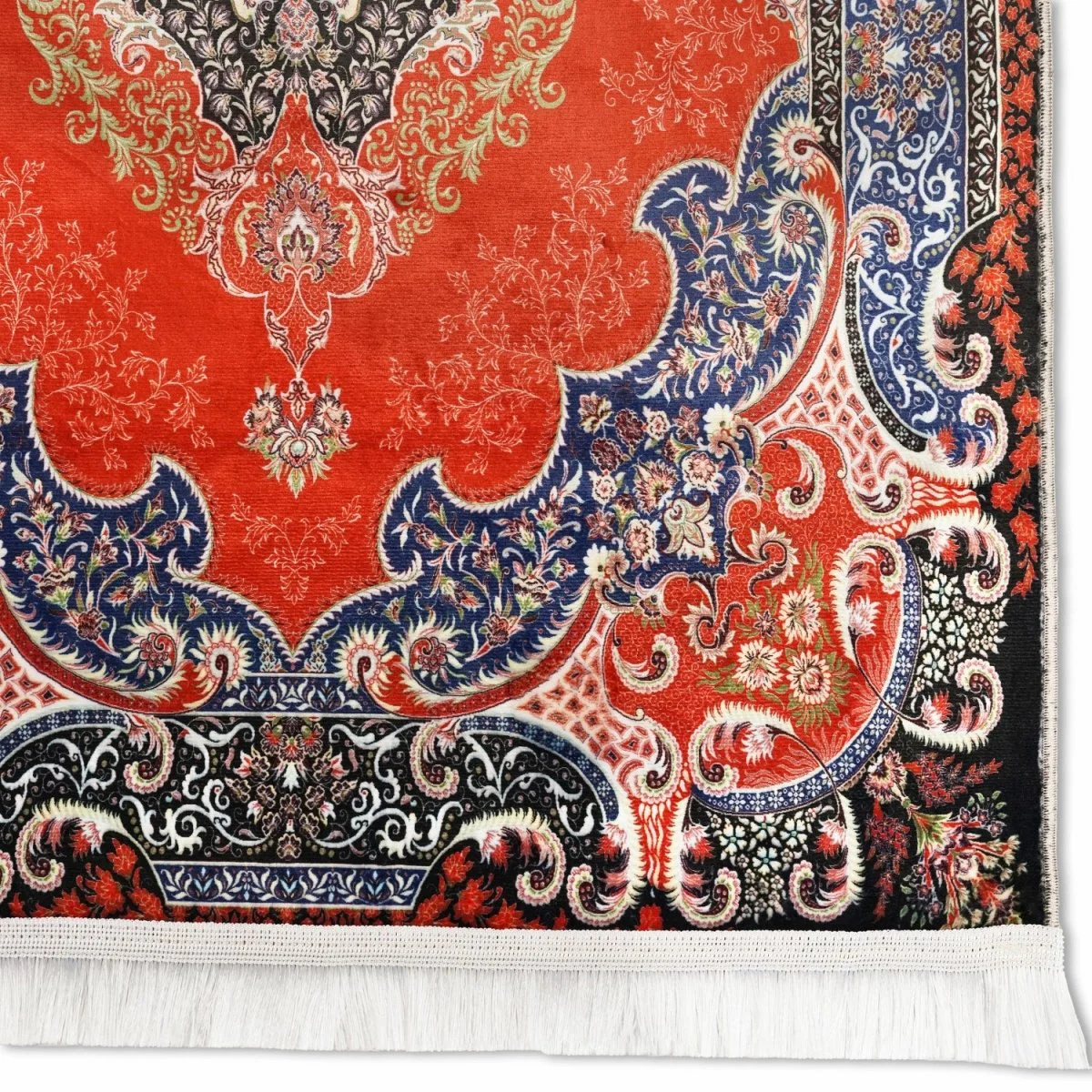 Muslim Prayer Carpet - Red & Black Detailed Floral - Image 6