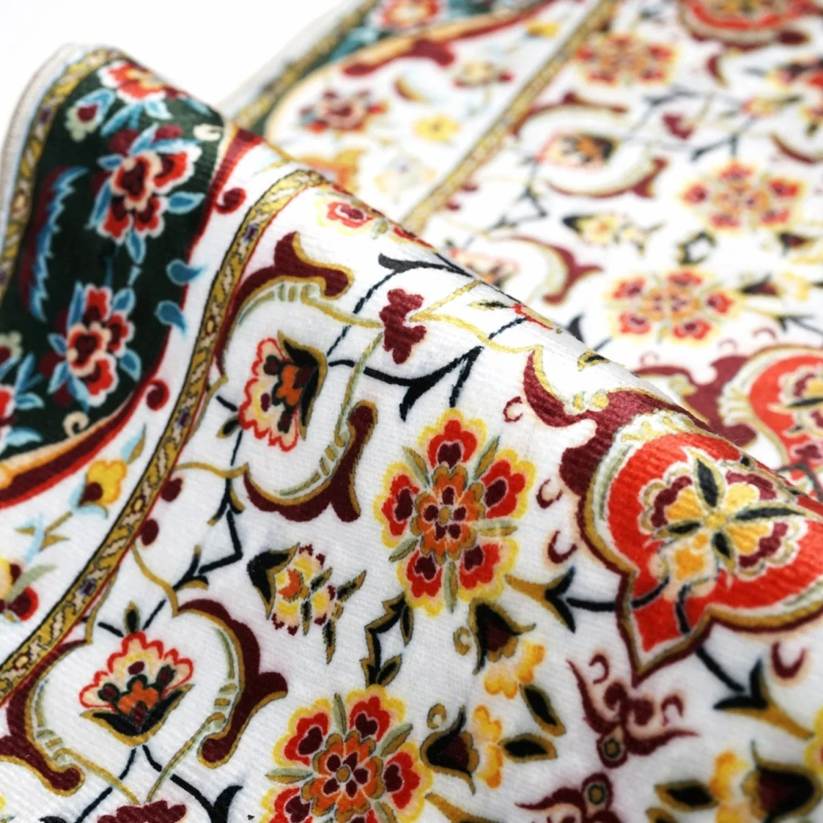 Muslim Prayer Carpet - White & Red Mosaic Pattern - Image 2
