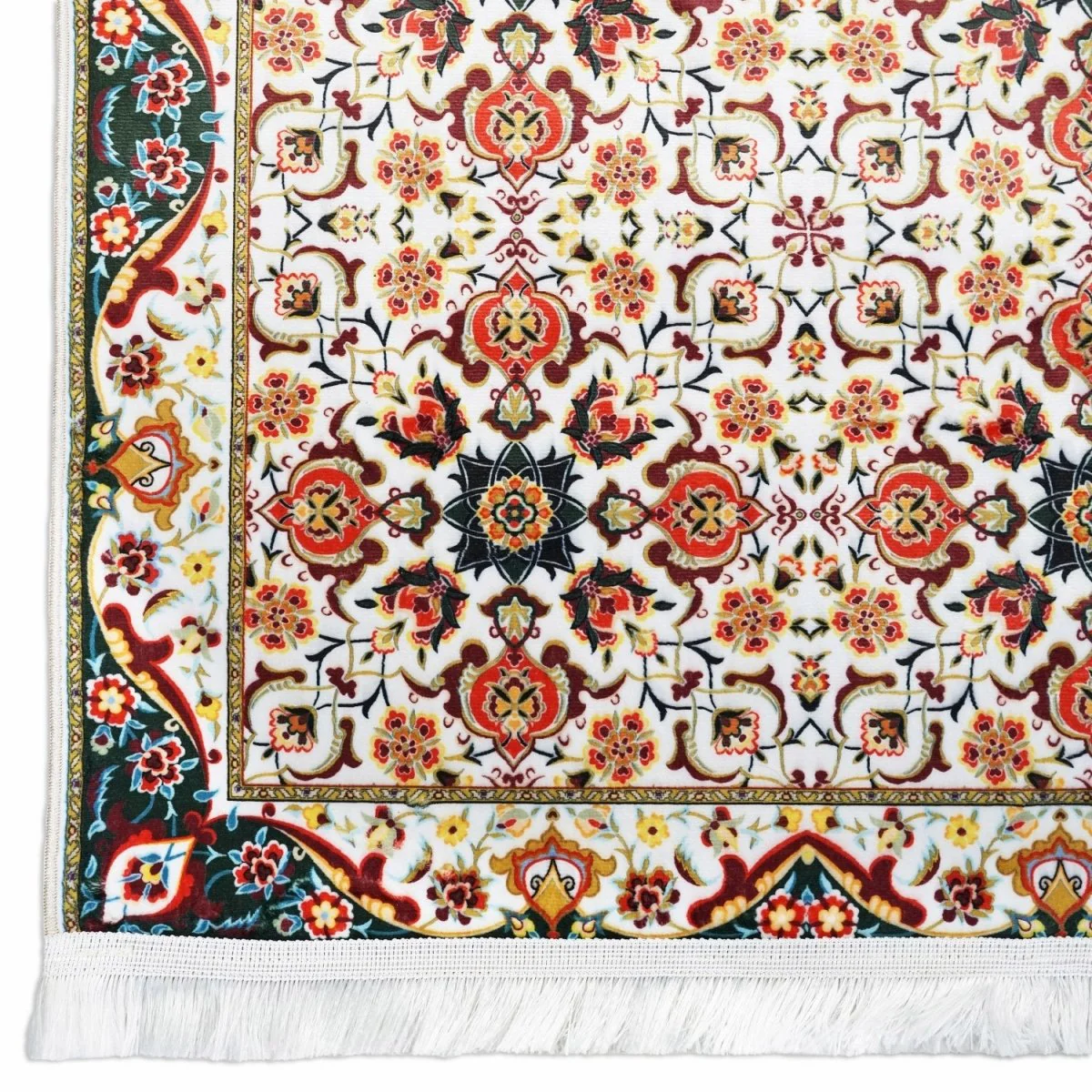 Muslim Prayer Carpet - White & Red Mosaic Pattern - Image 5