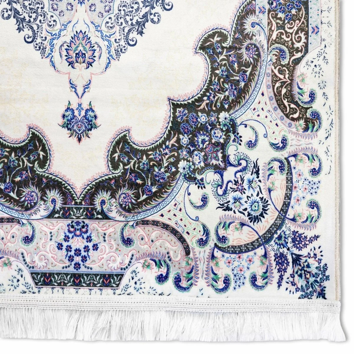 Muslim Prayer Mat - White & Blue Diamond Design - Image 5