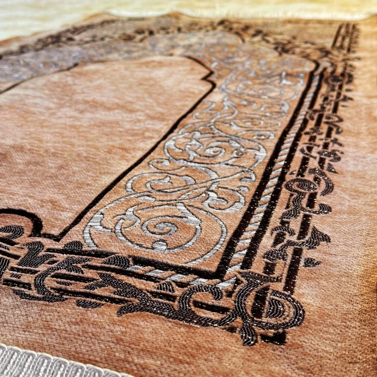 Muslim Prayer Rug and Beads - Brown Set - Image 4