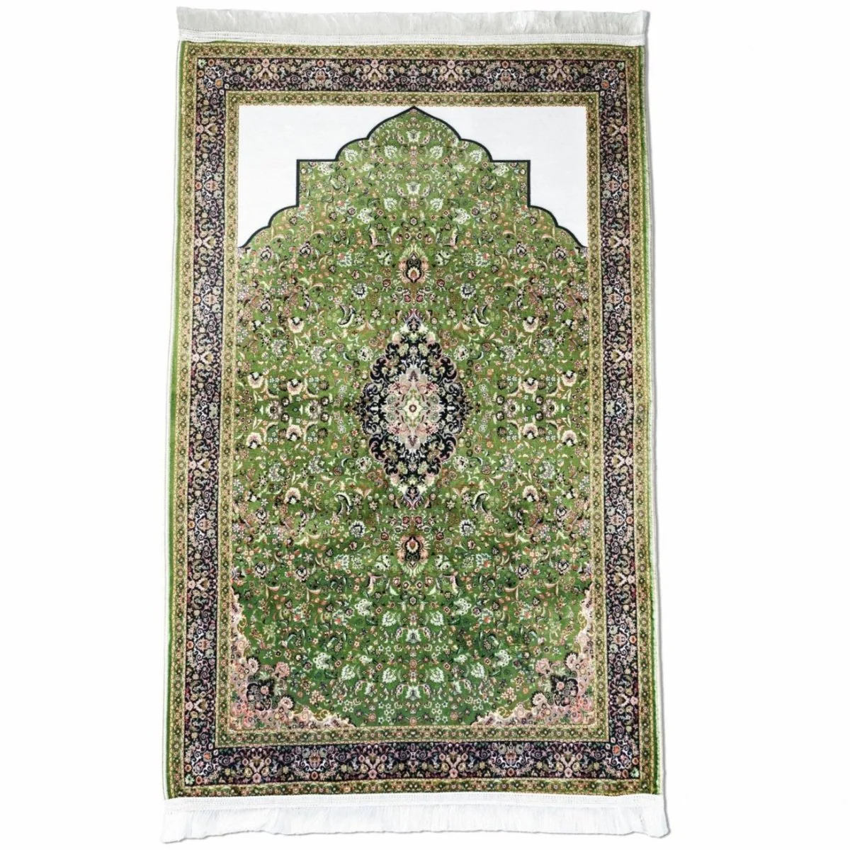 Muslim Prayer Rug - Green & Black Ornate