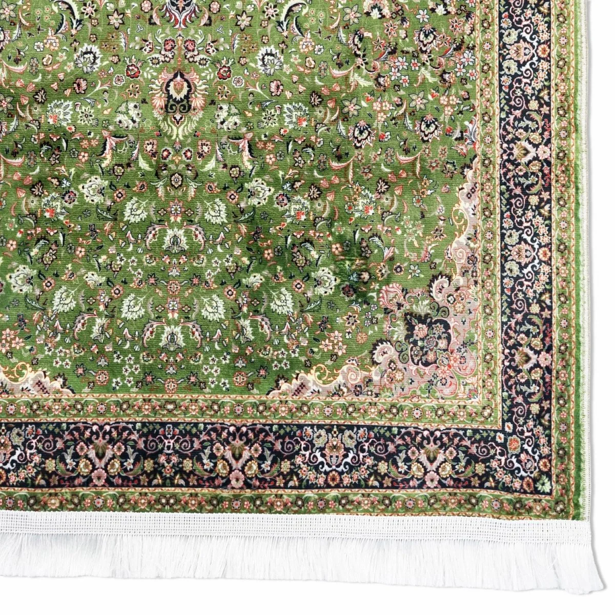 Muslim Prayer Rug - Green & Black Ornate - Image 5