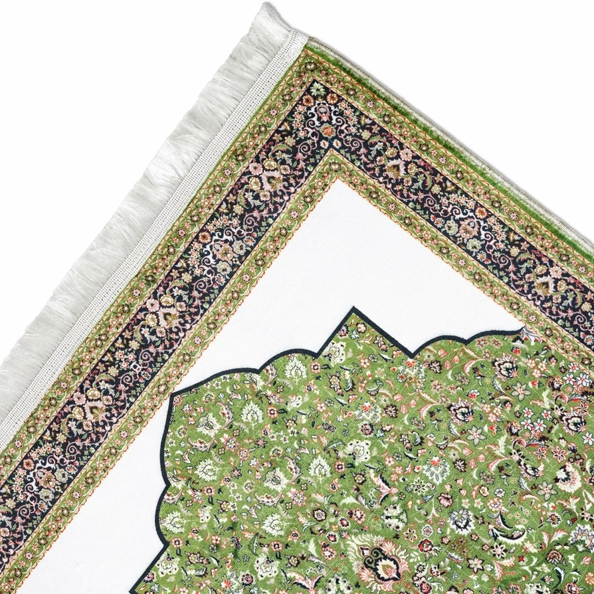 Muslim Prayer Rug - Green & Black Ornate - Image 6