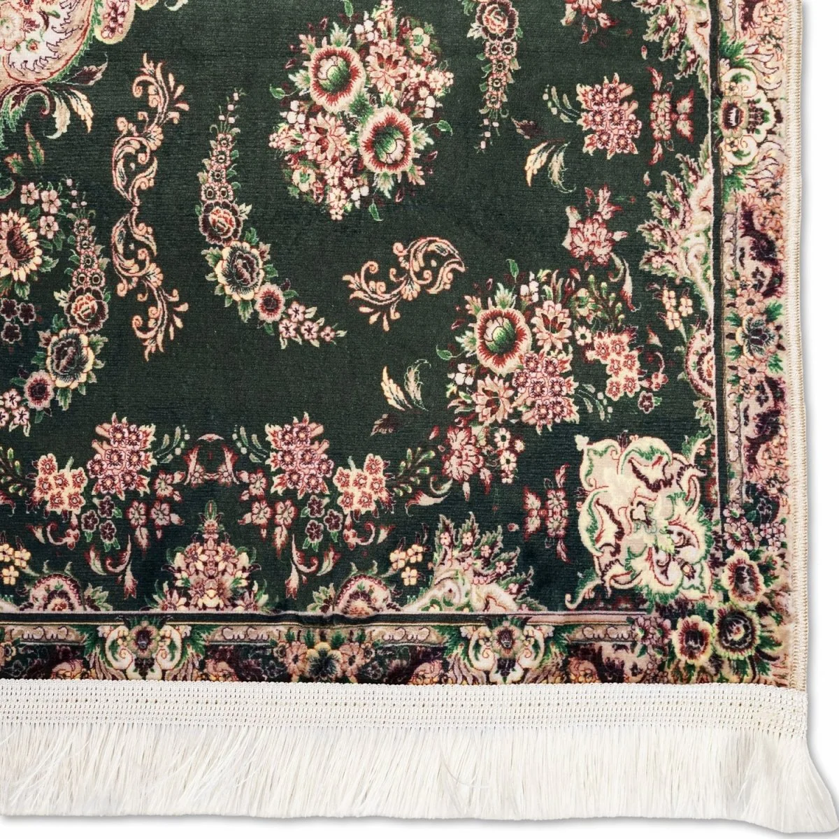 Muslim Prayer Rug - Green & Pink Floral Style - Image 5