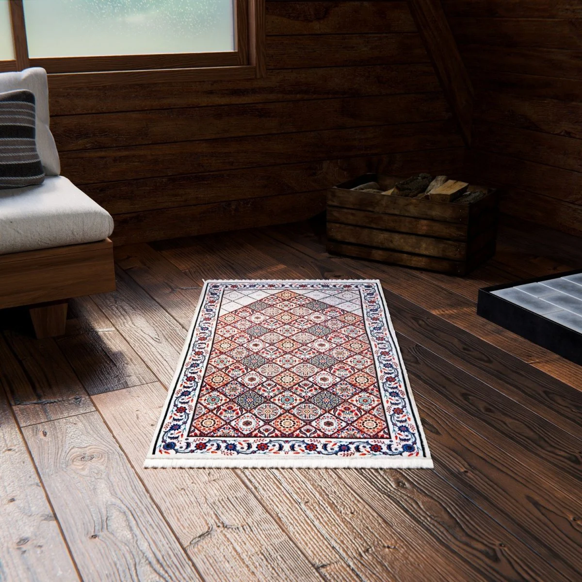Muslim Prayer Rug - Red & Blue Geometric Design - Image 8