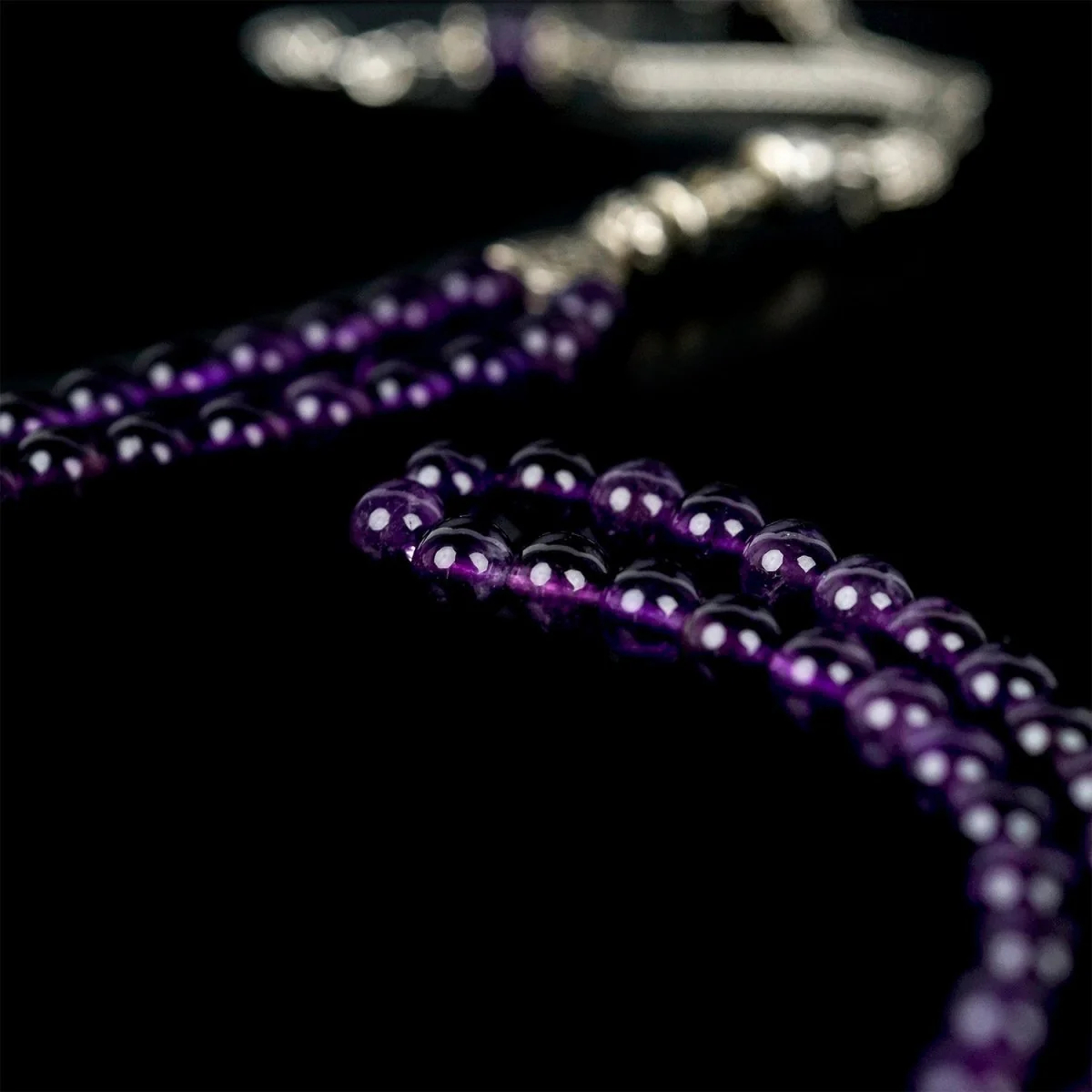 Muslim Praying Beads - Purple Amethyst Stone Beads Tasbeeh - Image 3