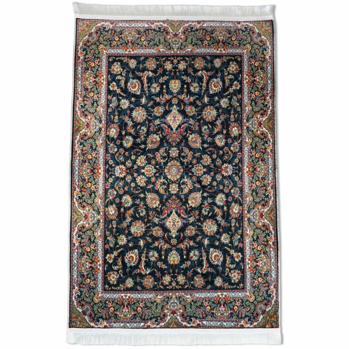 Muslim Praying Rug - Black & Floral Patterns Prayer Carpet for Muslims
