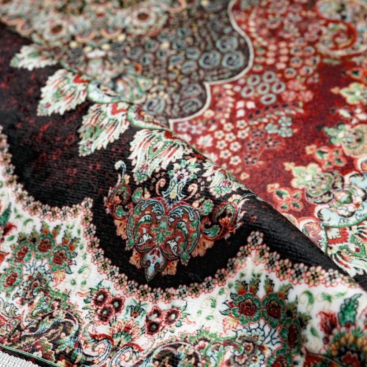 Muslim Praying Rug - Black & Red Classic Medallion Islamic Prayer Carpet - Image 2