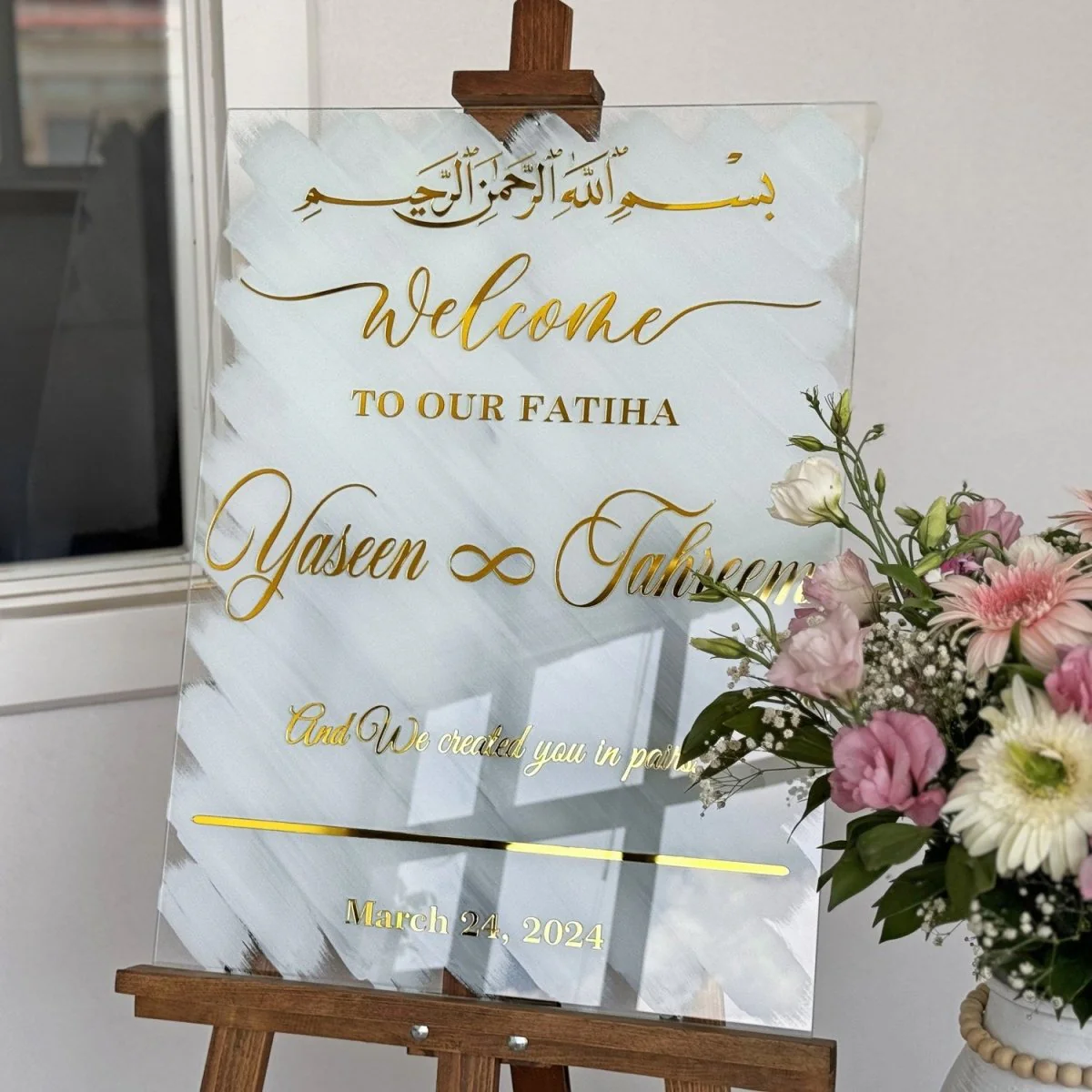 Nikkah Sign - Bismillah & Surah An-Naba 8 Written Glass İslamic Nikkah Mirror - Image 5