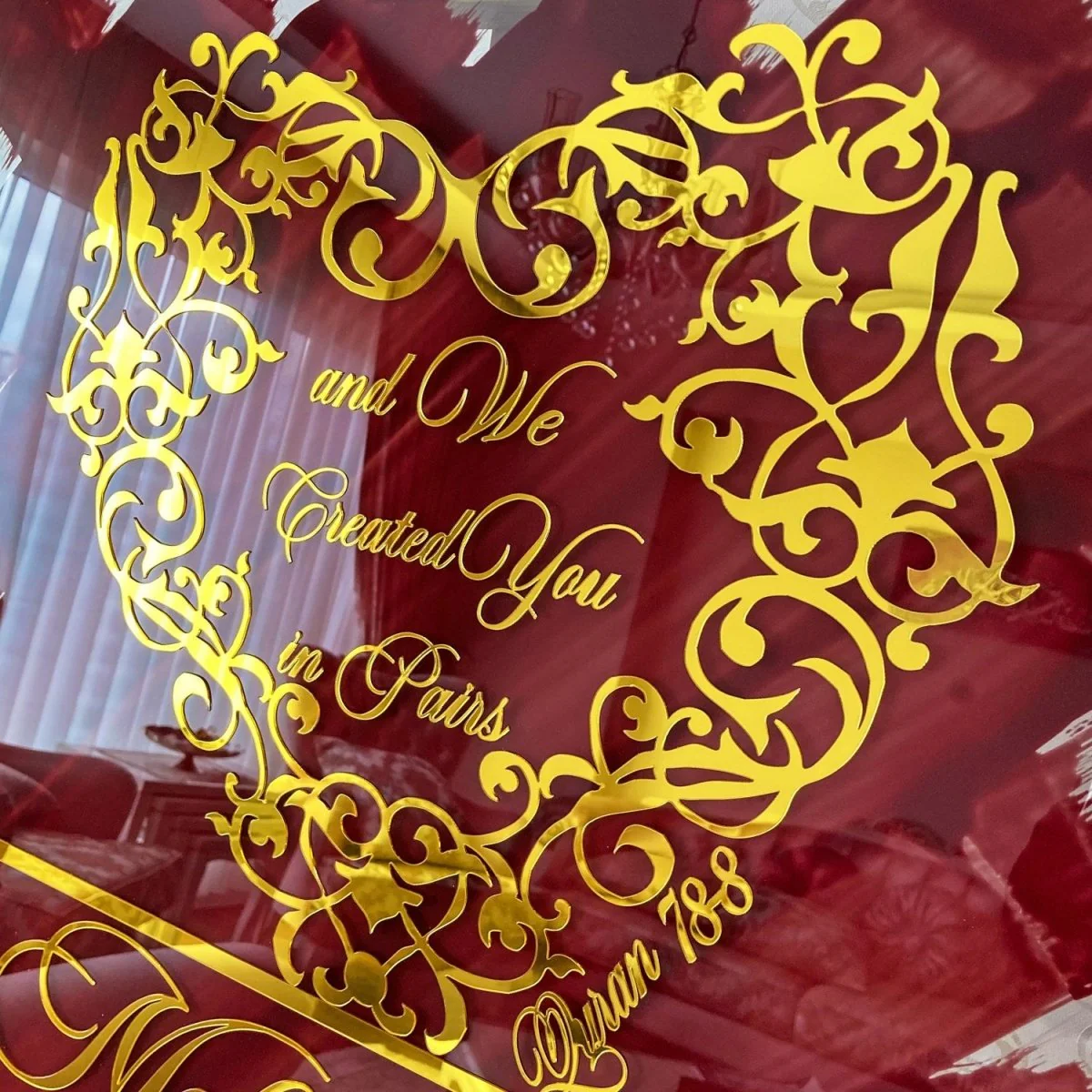 Glass Nikkah Welcome Sign - Surah Naba Verse 8 | We Created You in Pairs - Image 3