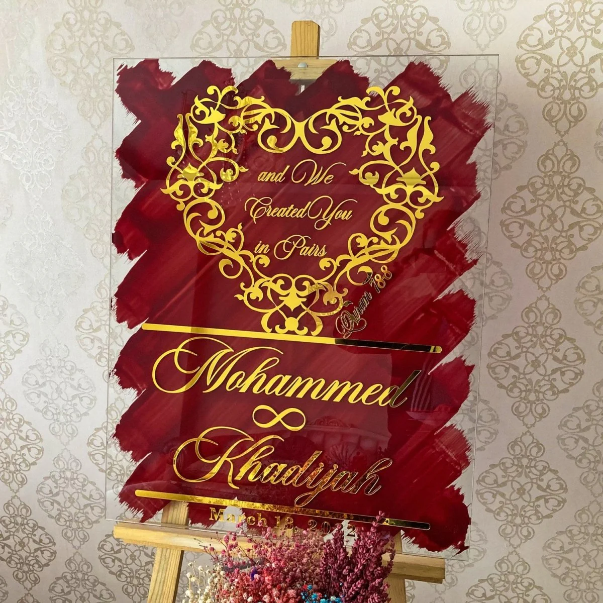 Glass Nikkah Welcome Sign - Surah Naba Verse 8 | We Created You in Pairs - Image 5