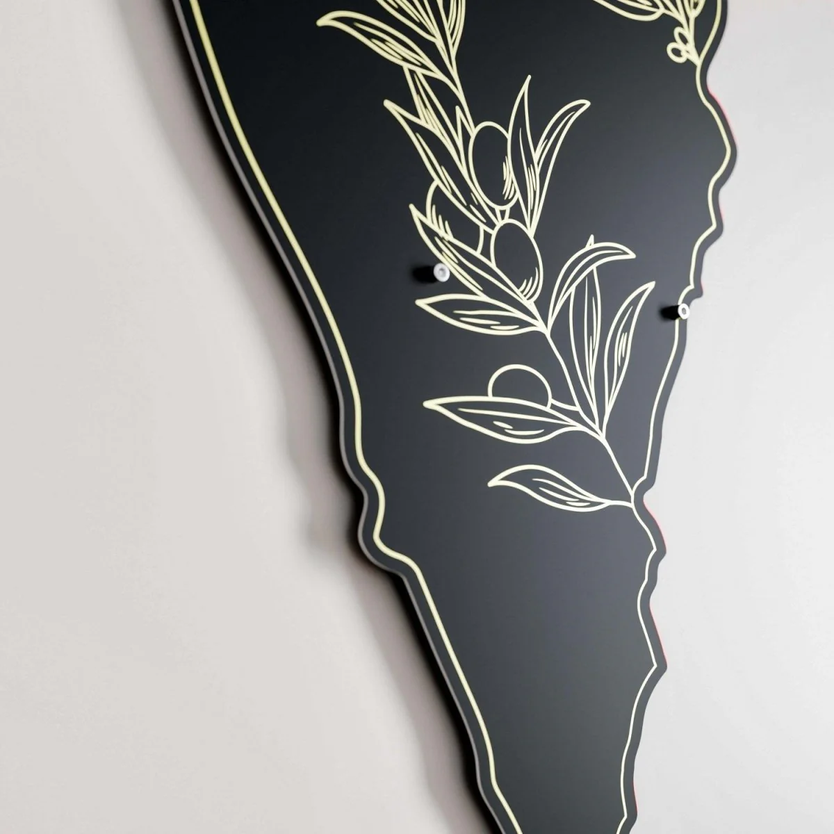 Palestine Map - Islamic Wall Art | Olive Branch - Peace Theme - Black Metal - Image 2