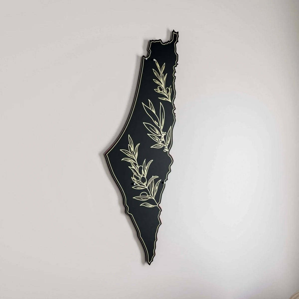 Palestine Map - Islamic Wall Art | Olive Branch - Peace Theme - Black Metal - Image 5