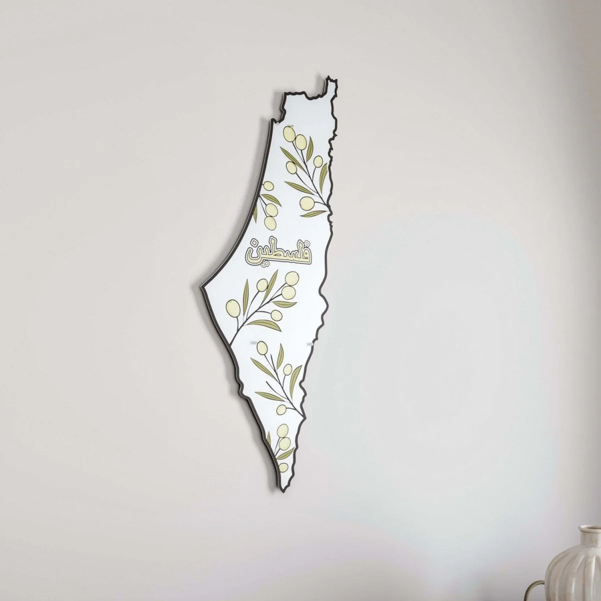 Olive Branch Palestine Map with Peace Theme UV Print Metal Islamic Wall Art - Image 3