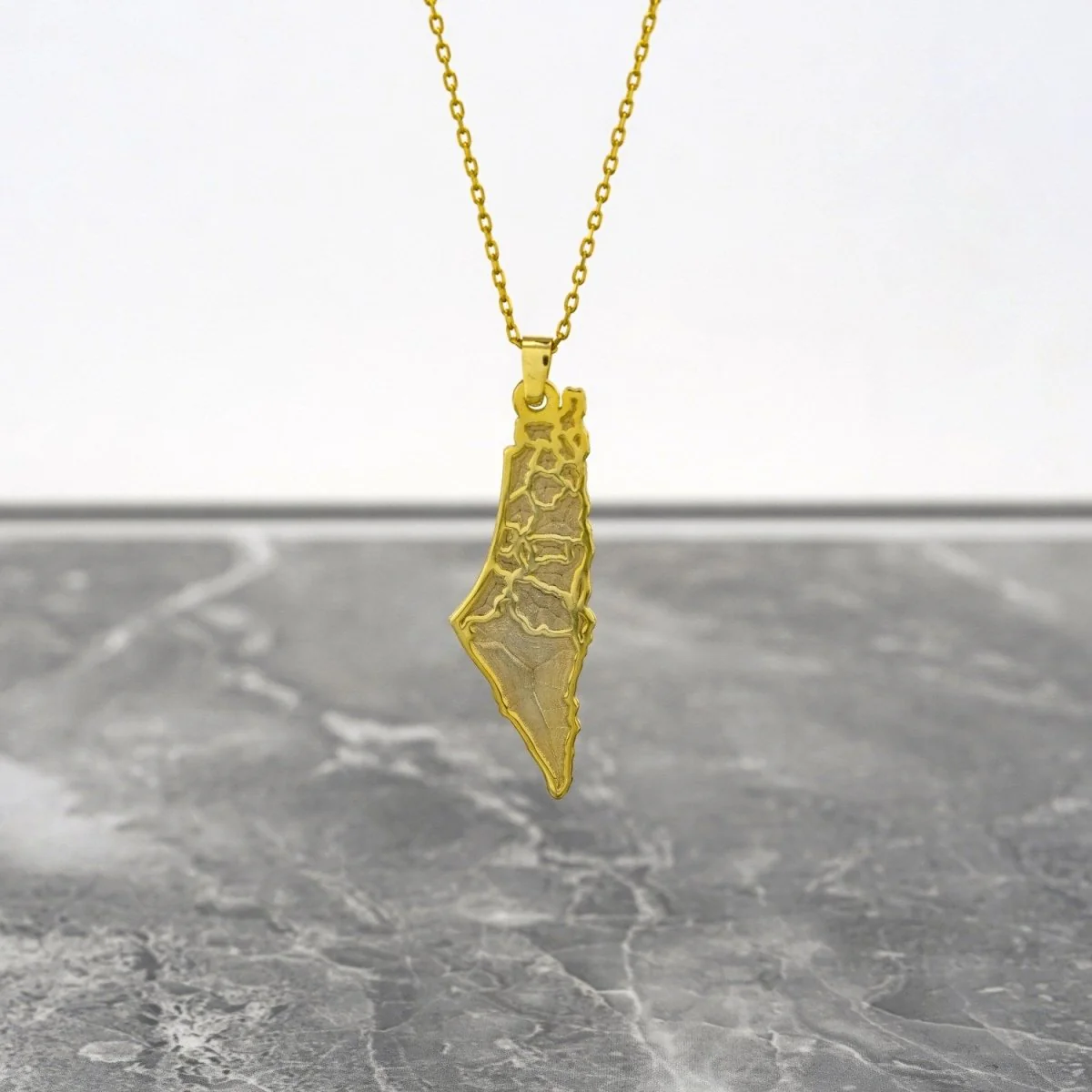 Palestine Gold Necklace - 18K Gold Plated Silver | Engraved Map of Palestine - Image 5