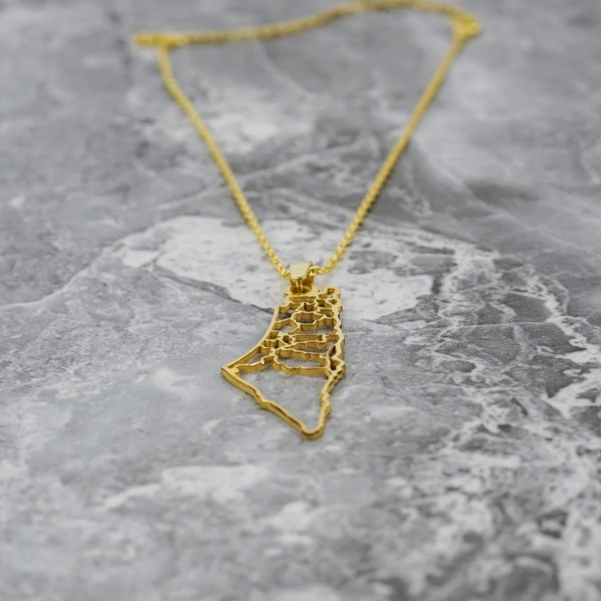 Palestine Map Necklace - 18K Gold Plated Silver Palestine Map Frame Pendant - Image 4